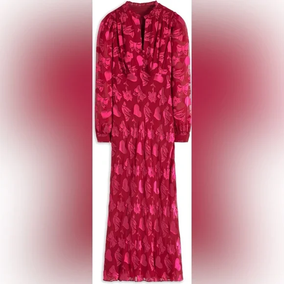 Boden Cassie Devore Midi Tea Dress
Pink Red Heart Dove modest Long Sleeve 2 - Picture 5 of 13